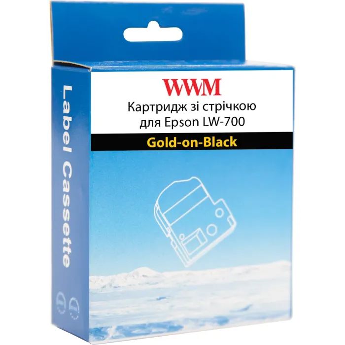Лента для принтера этикеток WWM для Epson LW-700 24mm х 8m Gold-on-Black (WWM-SC24KZ) изображение 2