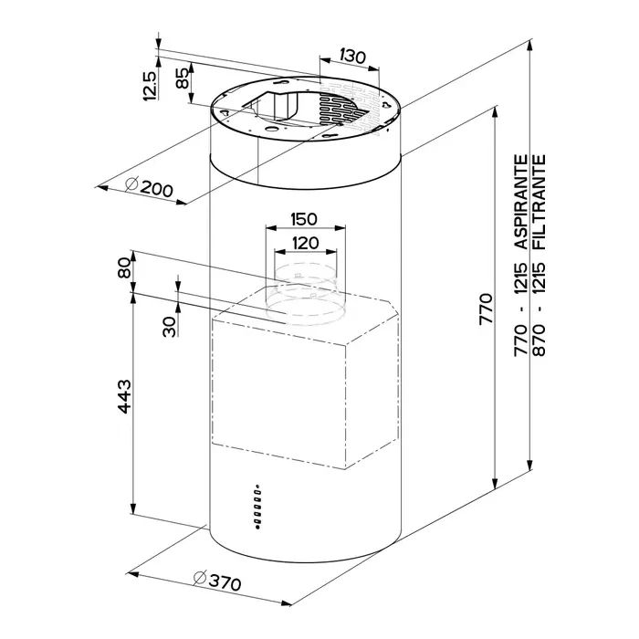 Витяжка кухонна Faber Cylindra Isola Ev8 X A37 Eln (110.0332.308) зображення 3