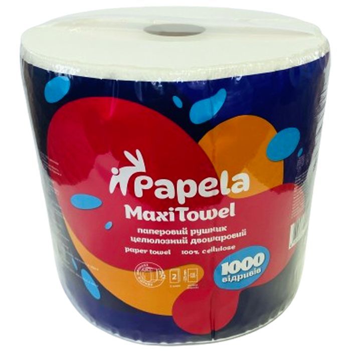 Бумажные полотенца Papela MaxiTowel 2 слоя 1000 отрывов 1 рулон (4820270940129)