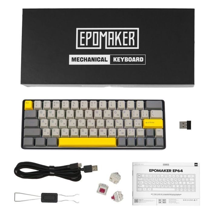 Клавиатура Epomaker EP64 60 Mulan Switch Hot-Swap RGB Wireless/Bluetooth/USB UA Black (EP64-B-M) изображение 12