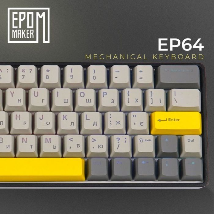 Клавиатура Epomaker EP64 60 Mulan Switch Hot-Swap RGB Wireless/Bluetooth/USB UA Black (EP64-B-M) изображение 6