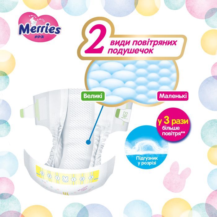 Подгузники Merries розмір M (6-11 кг) 56 шт (4901301418999) изображение 7