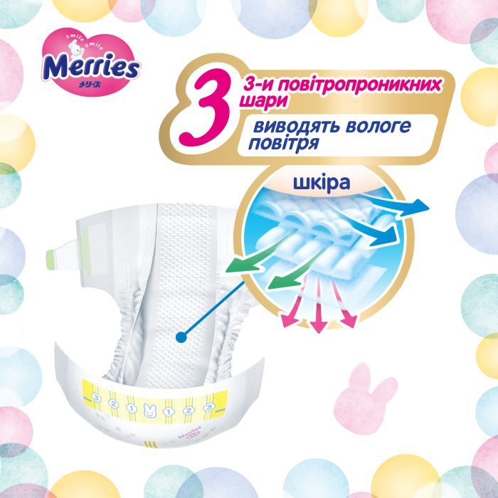 Подгузники Merries розмір M (6-11 кг) 56 шт (4901301418999) изображение 8