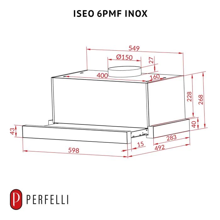 Вытяжка кухонная Perfelli ISEO 6PMF INOX изображение 12