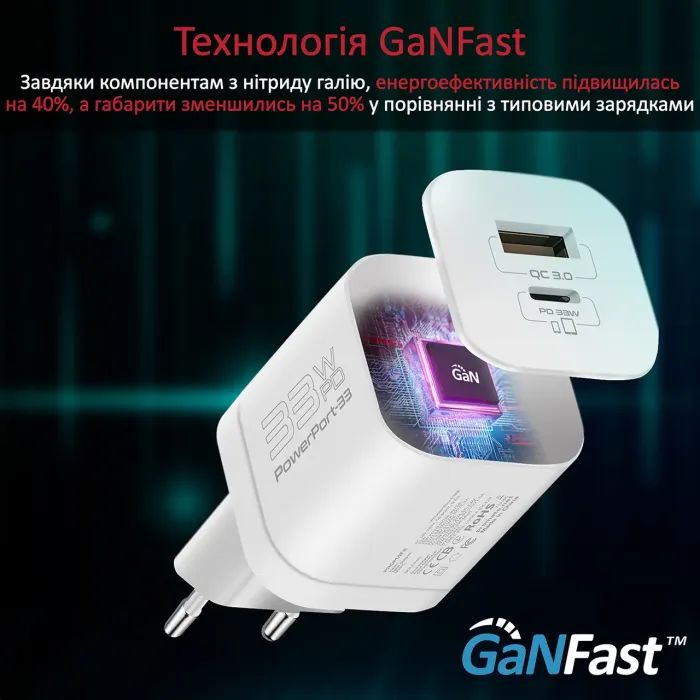 Зарядний пристрій Promate powerport-33.white зображення 4