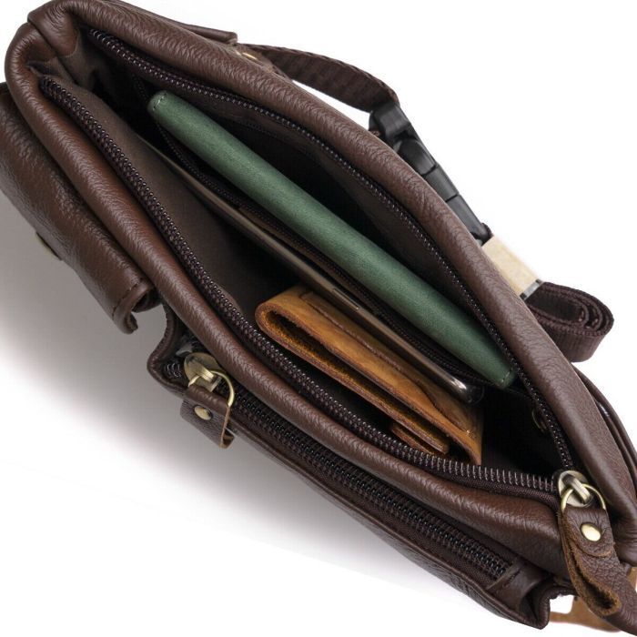 Сумка Vintage Поясная мужская Коричневая (14747) изображение 10