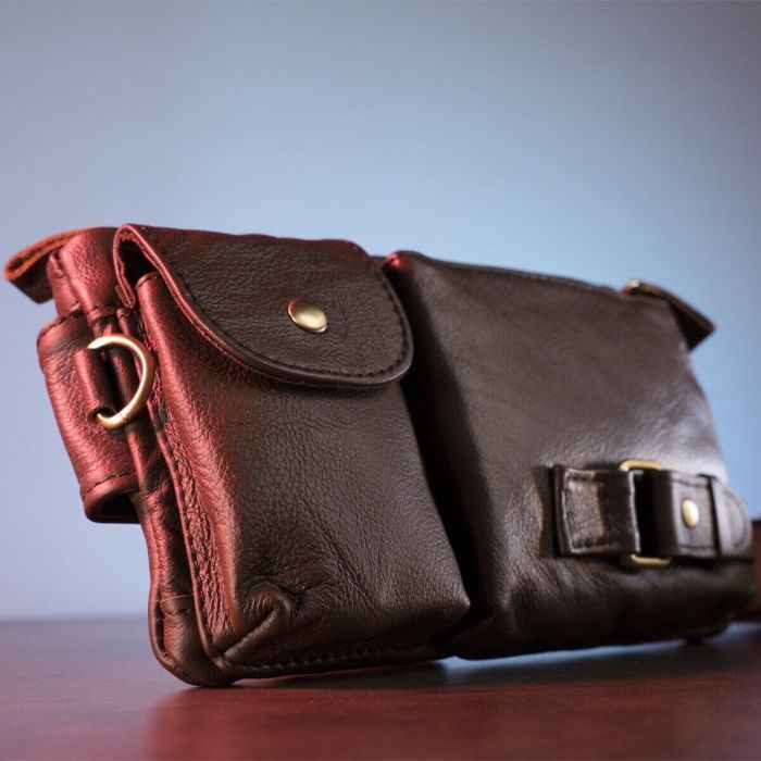 Сумка Vintage Поясная мужская Коричневая (14747) изображение 12