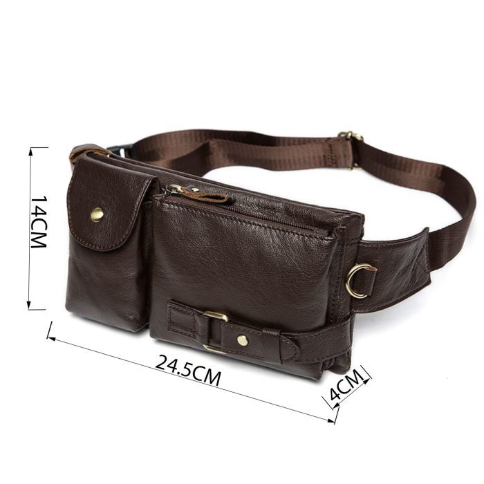 Сумка Vintage Поясная мужская Коричневая (14747) изображение 3