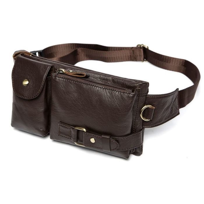 Сумка Vintage Поясная мужская Коричневая (14747) изображение 7