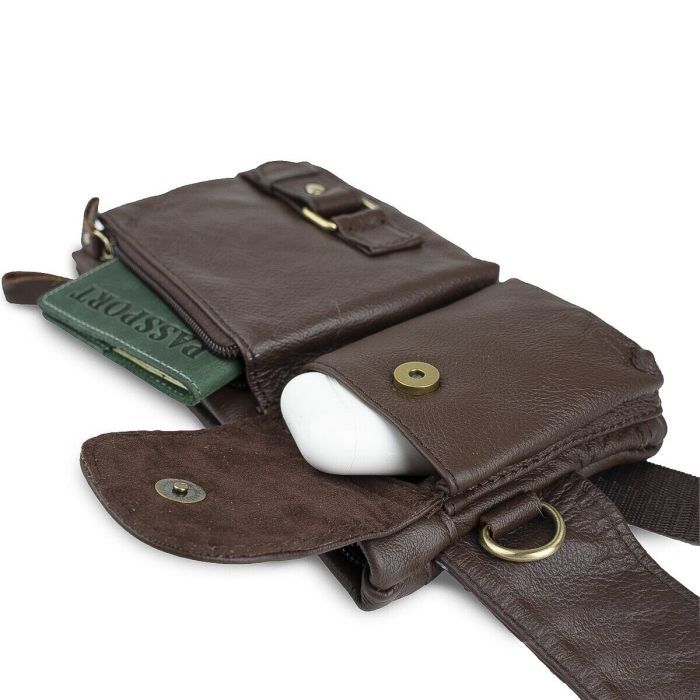 Сумка Vintage Поясная мужская Коричневая (14747) изображение 9