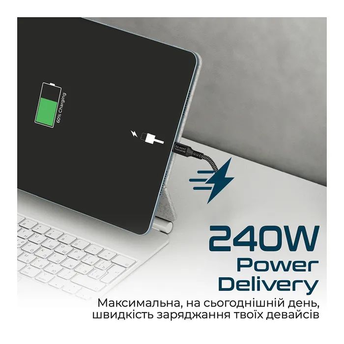Дата кабель USB-C to USB-C powerbolt240-2m.black Promate (powerbolt240-2m.black) изображение 3