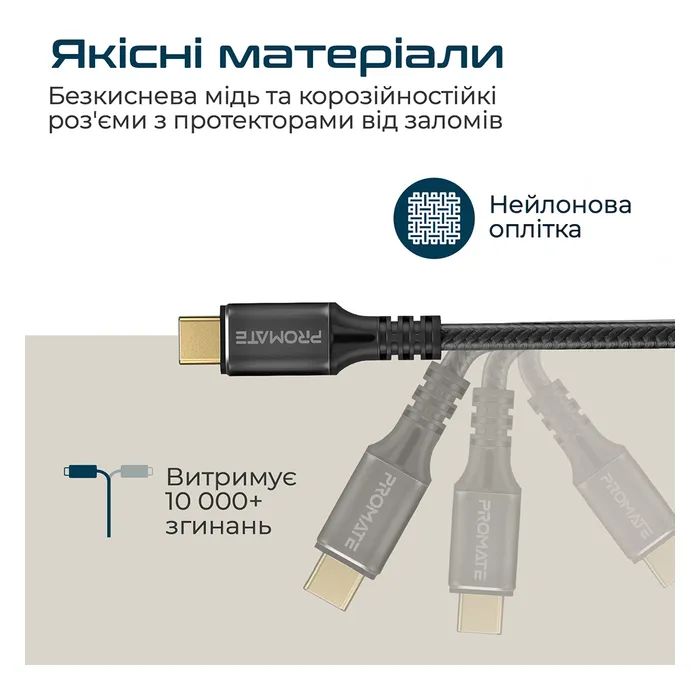 Дата кабель USB-C to USB-C powerbolt240-2m.black Promate (powerbolt240-2m.black) изображение 6