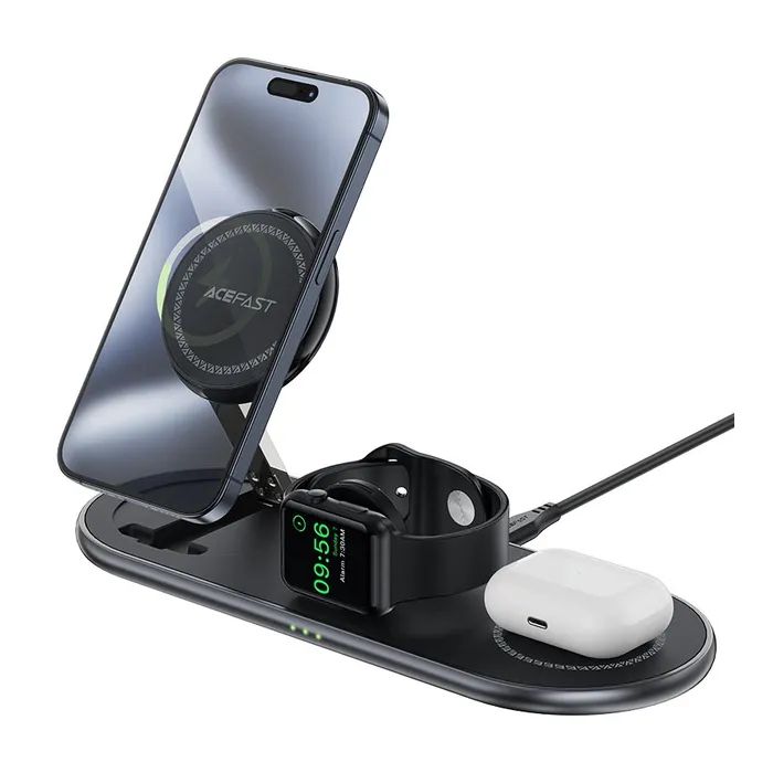 Зарядний пристрій Acefast Wireless QI 3in1 15W E19 Qi2 (6974316283096) зображення 4