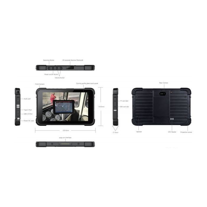 Планшет AGN T86X 8" 8/128GB / LTE / NFC/ 2D Scaner/MIL-STD-810H Black (5117978889898) изображение 10