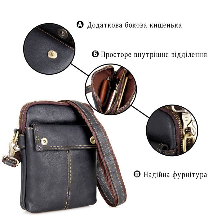 Сумка Vintage Чорна (14408) зображення 4