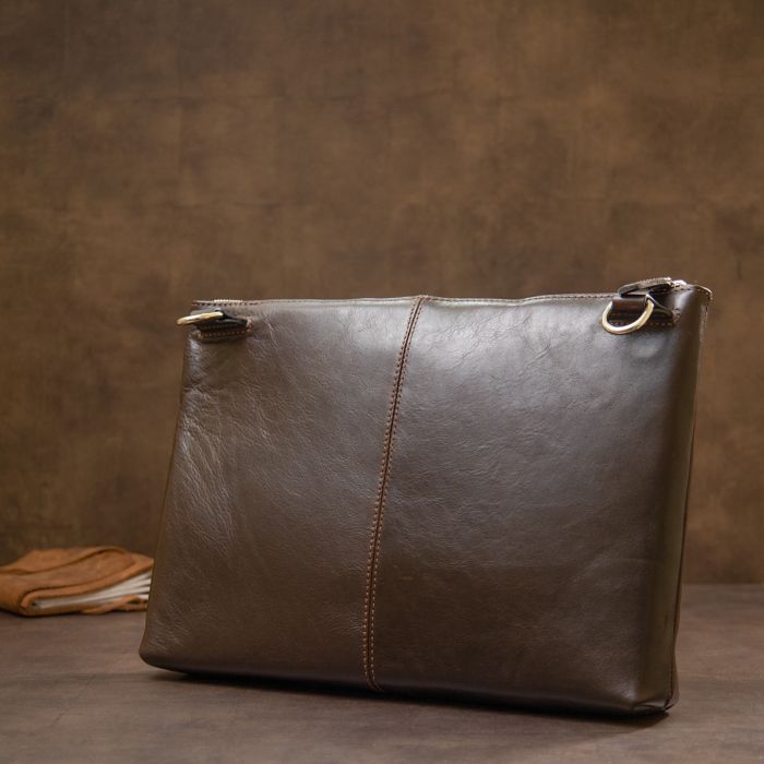 Сумка Grande Pelle Кожаная мужская Коричневая (11438) изображение 10