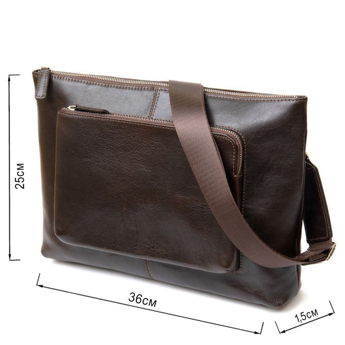 Сумка Grande Pelle Кожаная мужская Коричневая (11438) изображение 3