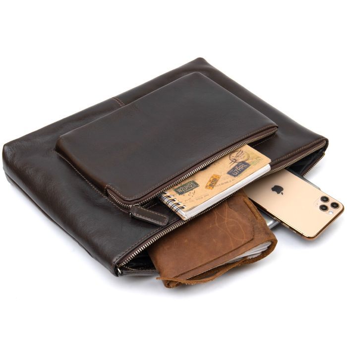 Сумка Grande Pelle Кожаная мужская Коричневая (11438) изображение 6