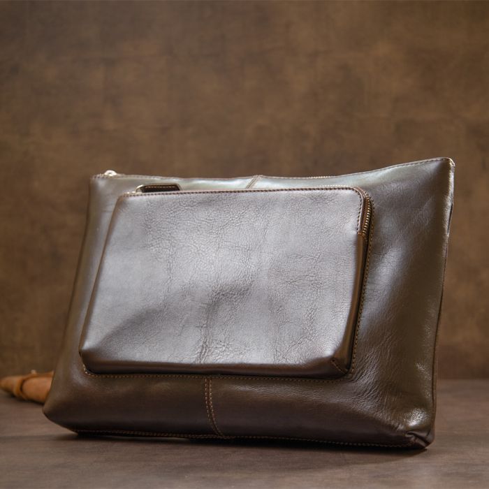 Сумка Grande Pelle Кожаная мужская Коричневая (11438) изображение 9