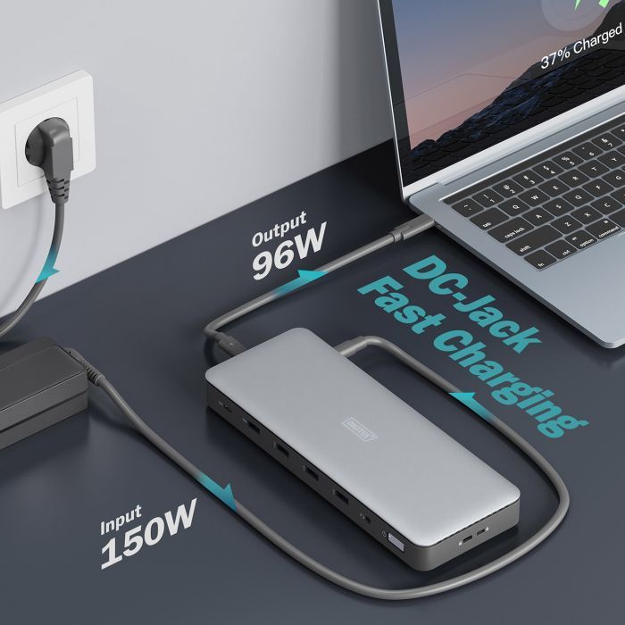Порт-реплікатор Digitus USB-C > 3xHDMI/2xDP/4xUSB-A/USB-C/RJ54/DC/Audio (DA-70918) зображення 10