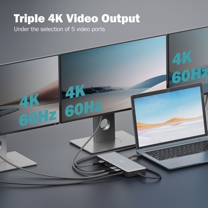 Порт-реплікатор Digitus USB-C > 3xHDMI/2xDP/4xUSB-A/USB-C/RJ54/DC/Audio (DA-70918) зображення 8