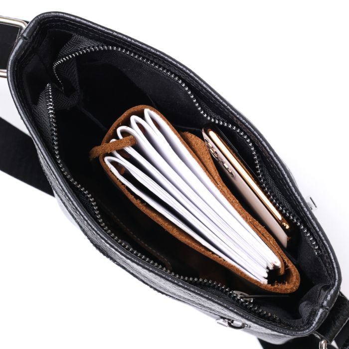 Сумка Shvigel Шкіряна через плече Чорна (11604) зображення 5