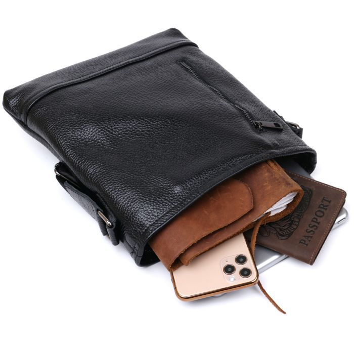 Сумка Shvigel Шкіряна через плече Чорна (11604) зображення 6