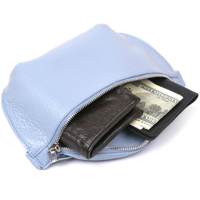 Сумка Shvigel Кожаная бананка Голубая (16374) изображение 5