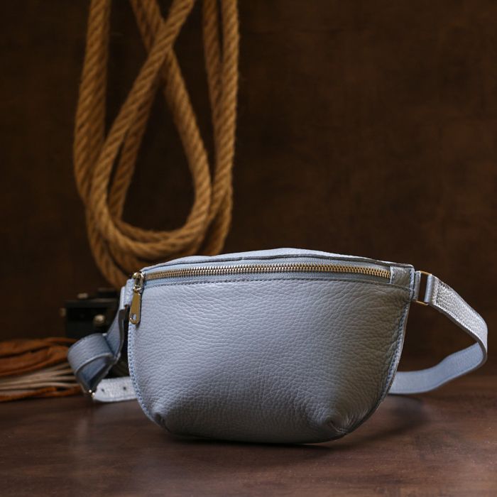 Сумка Shvigel Кожаная бананка Голубая (16374) изображение 8