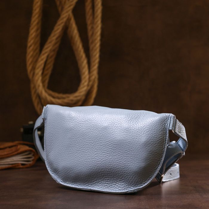 Сумка Shvigel Кожаная бананка Голубая (16374) изображение 9