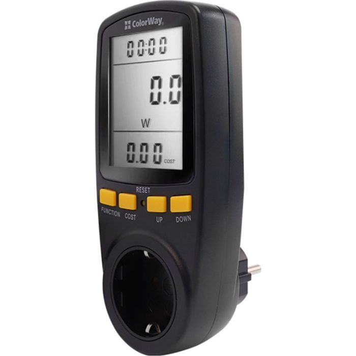 Ваттметр ColorWay цифровий 16A/3680W, black (CW-VM16-02D) изображение 2