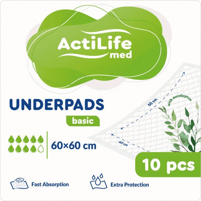 Пеленки для младенцев ActiLife Med Basic 60 х 60, 30 шт (4820174981471)