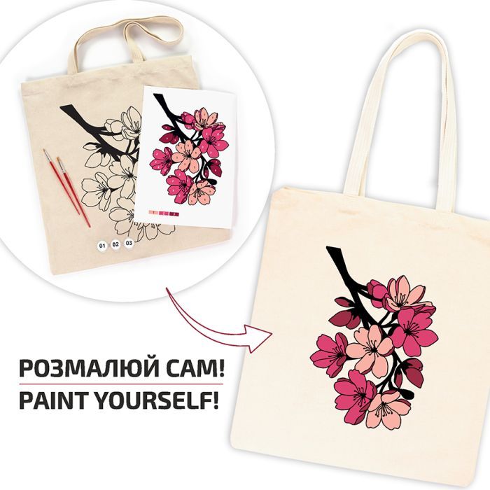 Набор для творчества Rosa Talent екосумка-розмальовка, Flowers, 38х42 см (4823098544623) изображение 3