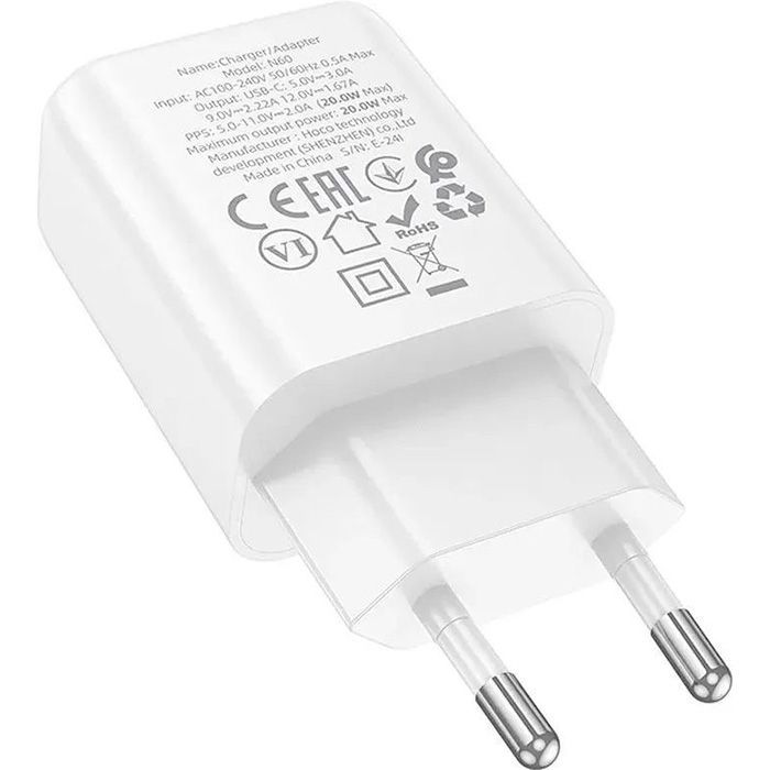Зарядний пристрій HOCO N60 Gentle USB-C PD20W Black (6942007644174) зображення 3