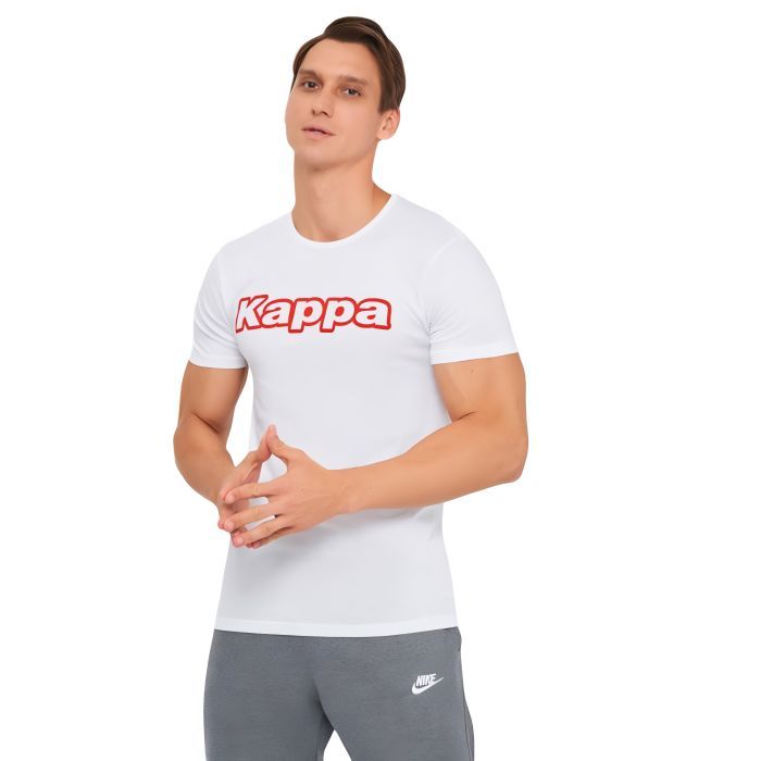 Футболка Kappa T-shirt Mezza Manica Girocollo K1335 Bianco con stampa logo pet білий M (8032522599092)