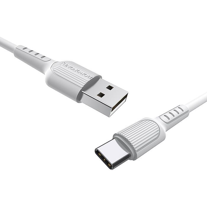 Дата кабель USB 2.0 AM to USB-C 1.0m 2A PVC BX16 white BOROFONE (6957531099468) изображение 2