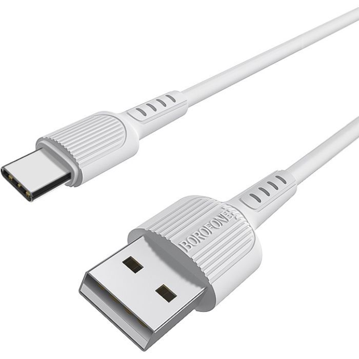 Дата кабель USB 2.0 AM to USB-C 1.0m 2A PVC BX16 white BOROFONE (6957531099468) изображение 3