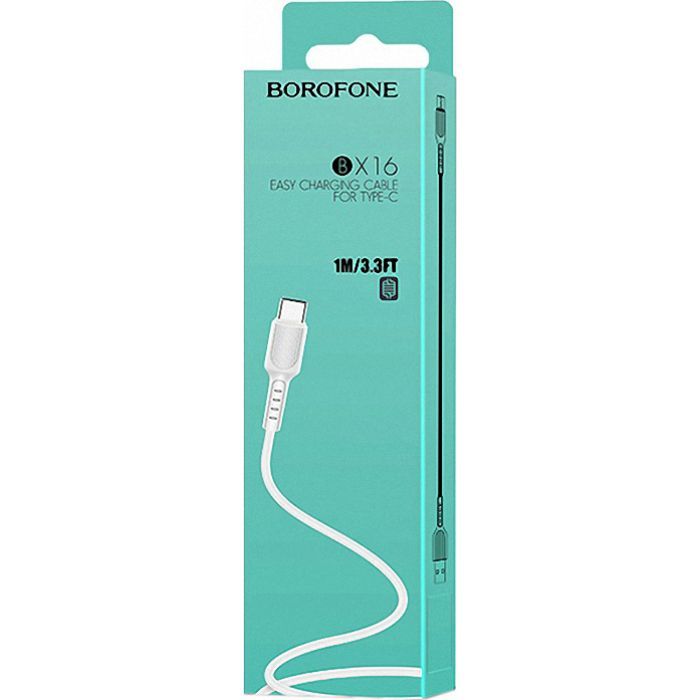 Дата кабель USB 2.0 AM to USB-C 1.0m 2A PVC BX16 white BOROFONE (6957531099468) изображение 4