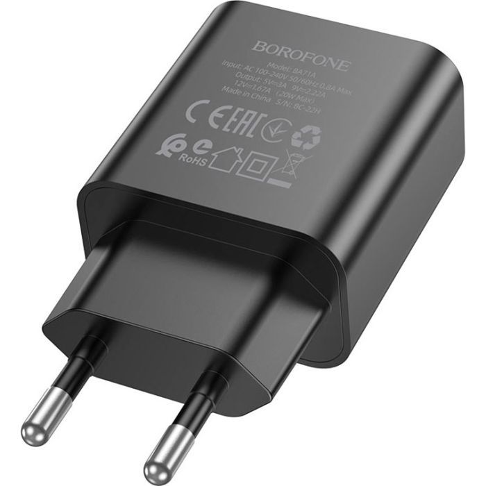 Зарядное устройство BOROFONE BA71A Power USB-C PD20W Black (6974443387957) изображение 3