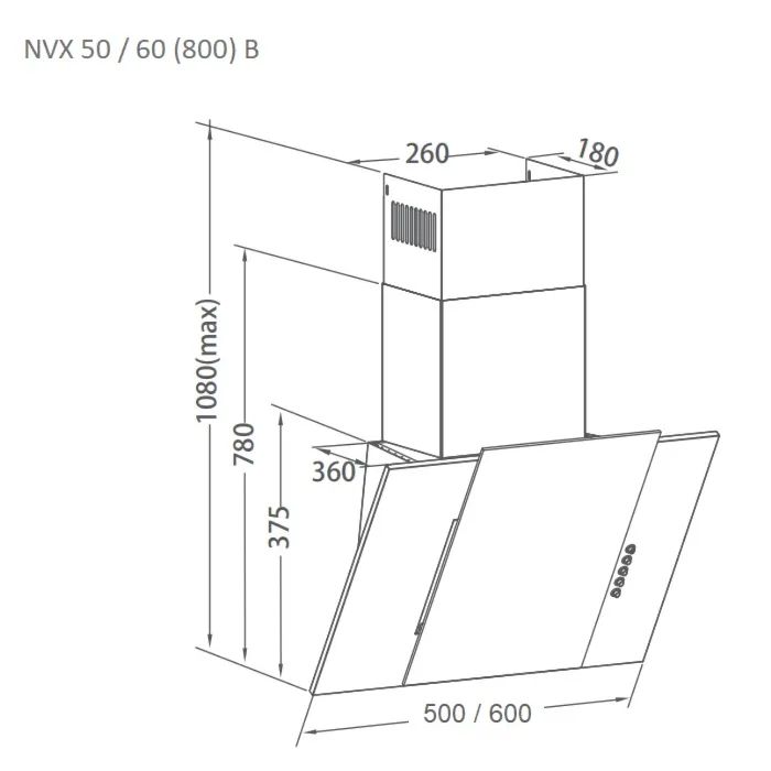 Вытяжка кухонная Pyramida NVX 60 (800) B BL изображение 7