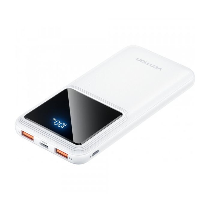 Батарея универсальная Vention 10000mAh 22.5W 3A PD, QC/3.0, LED Display, White (FHKW0)