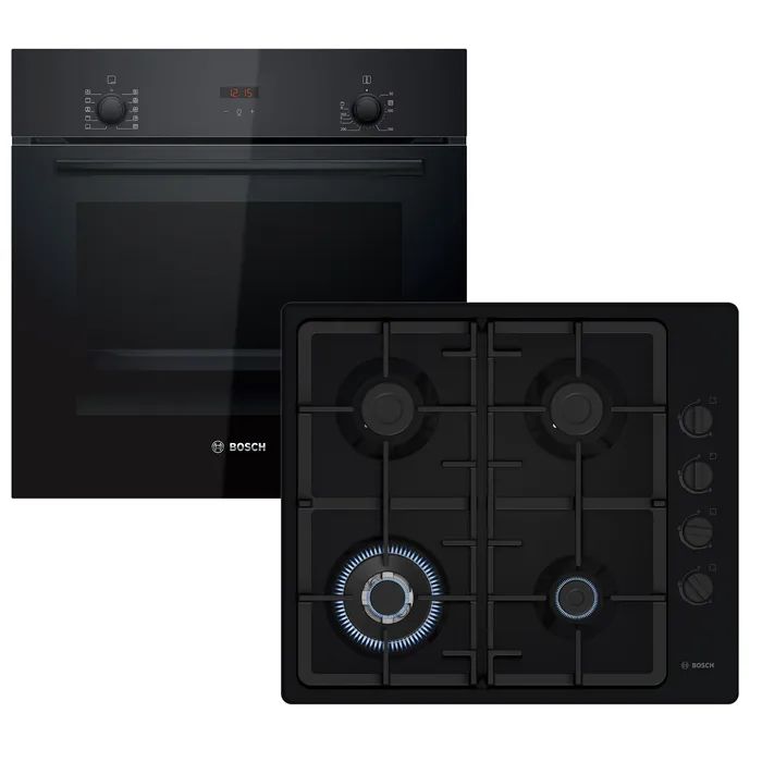 Комплект вбудованої техніки Bosch Духова шафа HBF512BB1T + Газова варильна поверхня PBH6C6K90R (-)