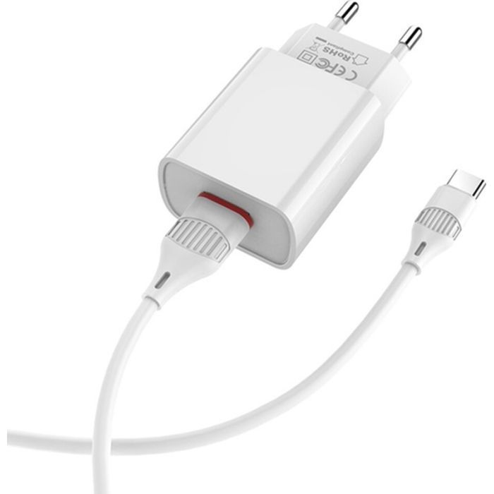 Зарядное устройство BOROFONE BA20A USB 10.5W + cable USB to USB-C white (6931474700742) изображение 5 Зарядное устройство BOROFONE BA20A USB 10.5W + cable USB to USB-C white (6931474700742) изображение 5