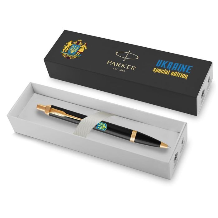 Ручка шариковая Parker IM 17 УКРАИНА Black GT BP Герб Украины син-жовтий (22032_T0076u) изображение 4
