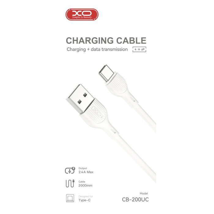 Дата кабель USB 2.0 AM to USB-C 2.0m 2.1A XO (CB-200UC) изображение 2