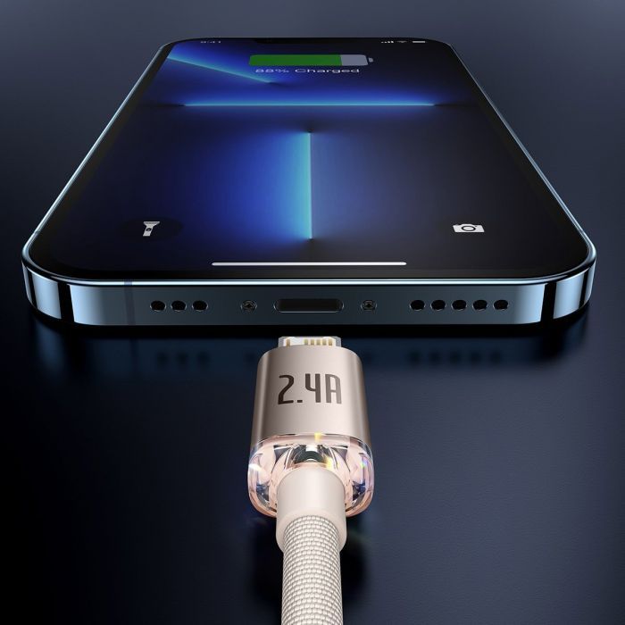 Дата кабель USB 2.0 AM to Lightning 1.2m 2.4A blue Baseus (CAJY000003) зображення 7