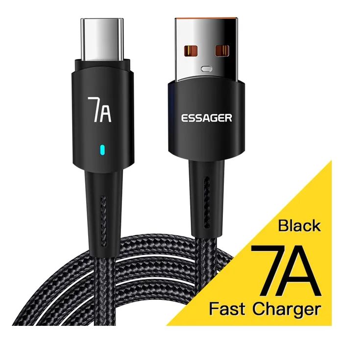 Дата кабель USB 2.0 AM to USB-C 3.0m 100W black Essager (EXC7A-CGC01-P) изображение 2