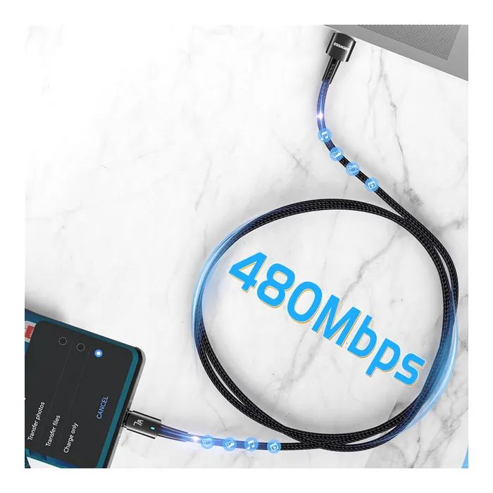 Дата кабель USB 2.0 AM to USB-C 3.0m 100W black Essager (EXC7A-CGC01-P) изображение 3