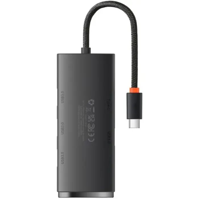 Концентратор Baseus USB-C to 4xUSB 3.0 0.25m black (WKQX030301) изображение 2