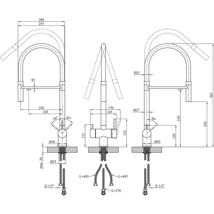 Смеситель Kroner Klassisch-ESG03815GRA (CV027934) изображение 9